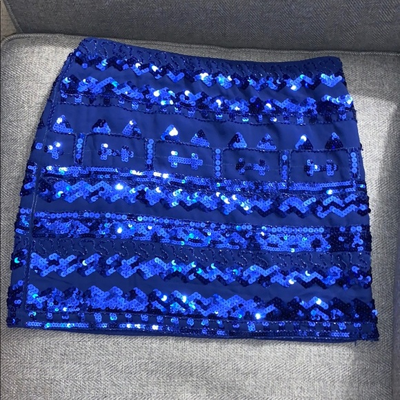 Blue Sparkly Mini Skirt - Picture 2 of 3
